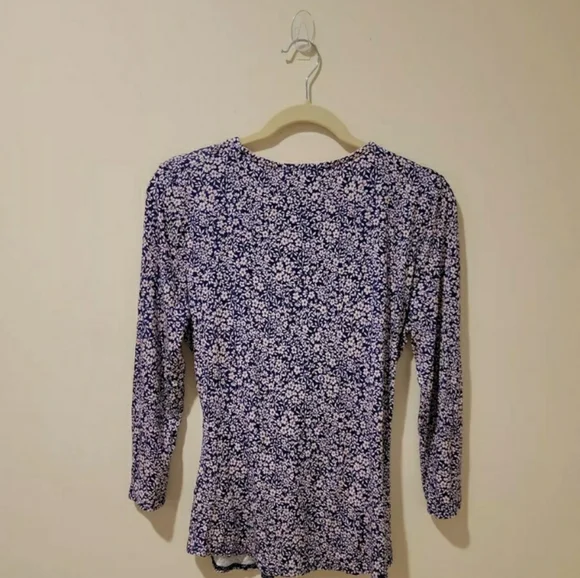 NWT Juicy Couture 3/4 Sleeve Jersey Floral Cross Front Top - Women's Size Medium - Picture 5 of 7